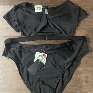 NEW TAGS South Beach Plus Size Black Bathing Suit Swimwear Combo 2X US20 & US18